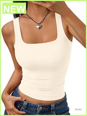 Double Lined Tank Top Crop Summer Fashion